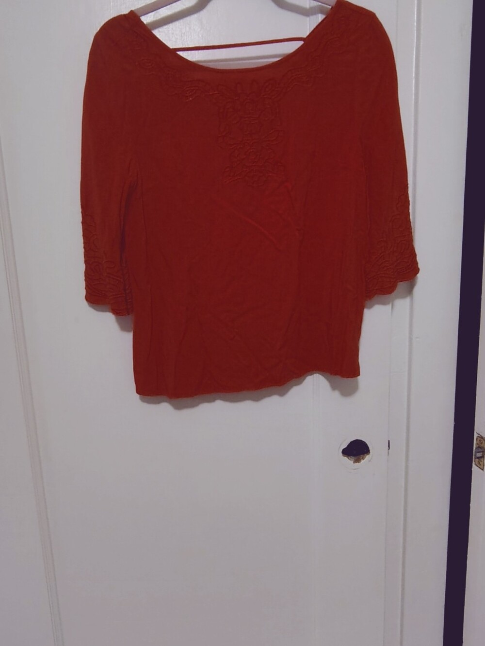 Red Embroidery Top With String In Back Showing Summer Fun Cute Design - Picture 2 of 9